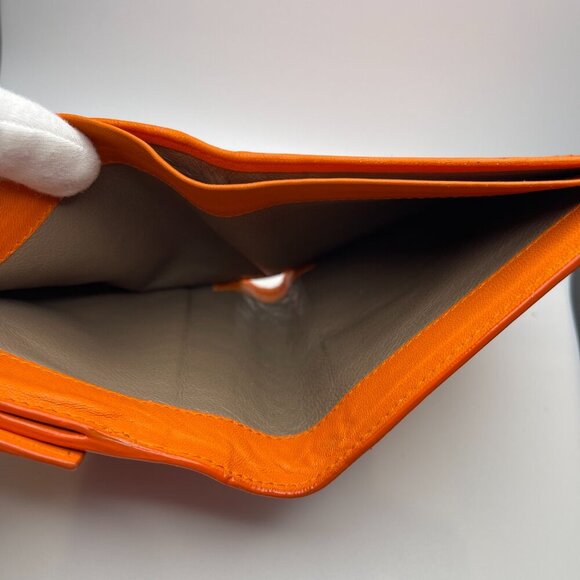 Bottega Veneta Intrecciato Nappa Leather Compact Wallet, Orange - Preowned - Picture 12 of 15